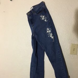 High Waisted Embroidered Jeans